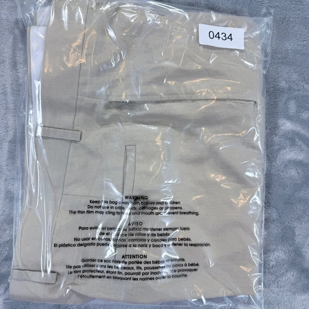 Pronto Uomo‎ Platinum Mens Beige Linen Dress Pants Size 38x30 Flat Front